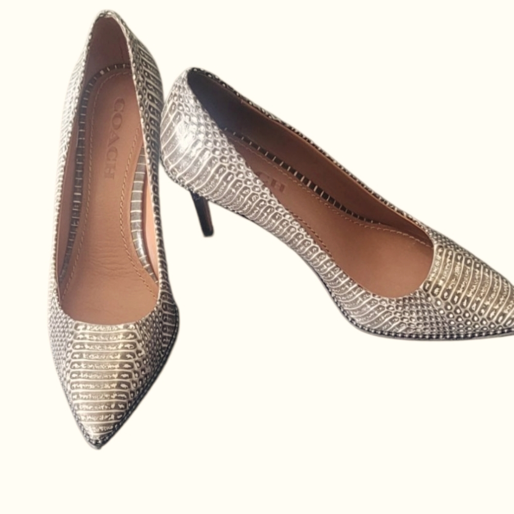 💖 Coach Beadchain Pump in Snakeskin. Size 8